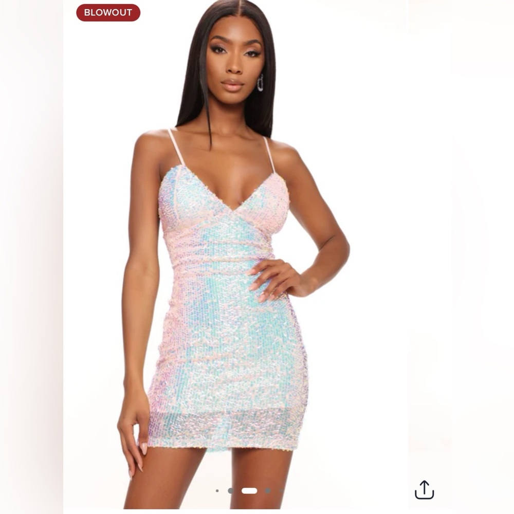 Fashion Nova Pink and Blue Sequin Mini Dress